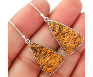 Natural Coquina Fossil Jasper - India Earrings SDE62462 E-1001, 15x24 mm