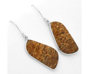 Natural Coquina Fossil Jasper - India Earrings SDE62470 E-1001, 14x28 mm