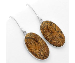 Natural Coquina Fossil Jasper - India Earrings SDE62472 E-1001, 14x23 mm