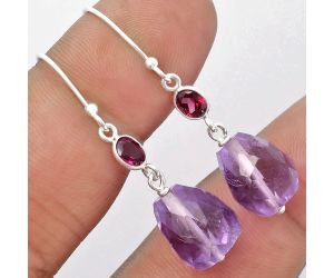 Faceted Amethyst - Brazil & Garnet Earrings SDE62839 E-1012, 10x12 mm