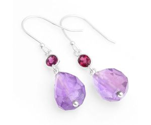 Faceted Amethyst - Brazil & Garnet Earrings SDE62839 E-1012, 10x12 mm