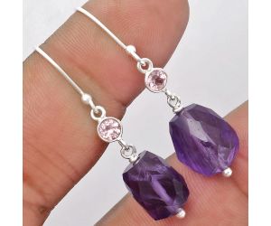 Faceted Amethyst - Brazil & Morganite Earrings SDE62843 E-1012, 11x14 mm