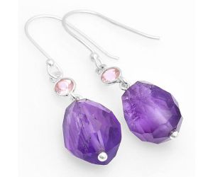 Faceted Amethyst - Brazil & Morganite Earrings SDE62843 E-1012, 11x14 mm