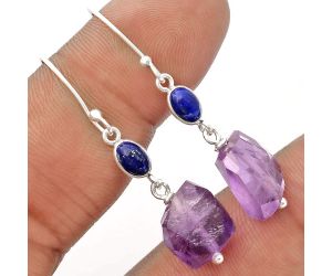 Faceted Amethyst - Brazil & Lapis Earrings SDE62855 E-1012, 11x15 mm