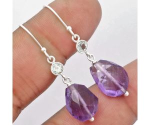 Faceted Amethyst - Brazil & Prasiolite Earrings SDE62856 E-1012, 11x14 mm