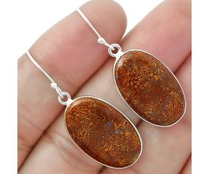 Natural Red Moss Agate Earrings SDE63289 E-1001, 14x22 mm