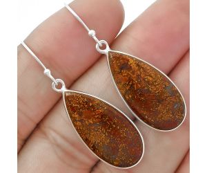 Natural Red Moss Agate Earrings SDE63324 E-1001, 12x26 mm