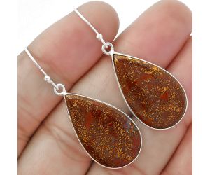 Natural Red Moss Agate Earrings SDE63333 E-1001, 15x26 mm