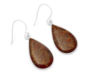 Natural Red Moss Agate Earrings SDE63333 E-1001, 15x26 mm