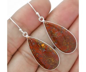 Natural Red Moss Agate Earrings SDE63335 E-1001, 13x27 mm