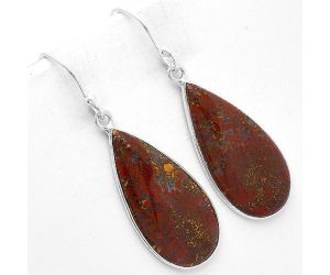 Natural Red Moss Agate Earrings SDE63335 E-1001, 13x27 mm