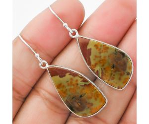 Natural Polygram Jasper Earrings SDE63497 E-1001, 13x26 mm