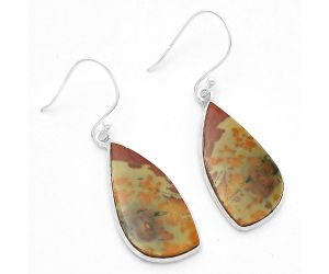 Natural Polygram Jasper Earrings SDE63497 E-1001, 13x26 mm