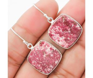 Natural Pink Thulite - Norway Earrings SDE63710 E-1001, 17x17 mm