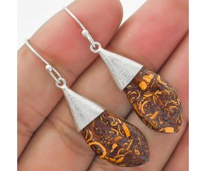 Natural Coquina Fossil Jasper - India Earrings SDE63897 E-1083, 13x23 mm