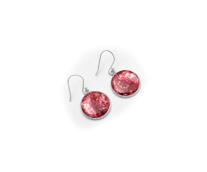 Natural Pink Thulite - Norway Earrings SDE64390 E-1001, 18x18 mm