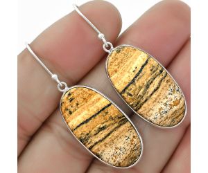 Natural Picture Jasper Earrings SDE64609 E-1001, 14x27 mm