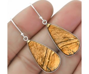 Natural Picture Jasper Earrings SDE64652 E-1001, 13x25 mm