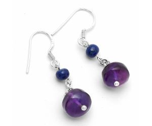 Natural African Amethyst & Lapis Earrings SDE64803 E-1009, 10x10 mm