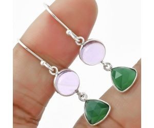 Amethyst Cab - Brazil & Green Onyx Earrings SDE64954 E-1006, 8x8 mm