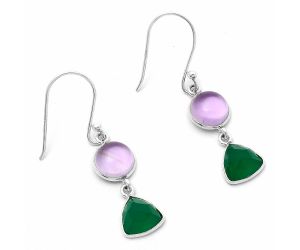 Amethyst Cab - Brazil & Green Onyx Earrings SDE64954 E-1006, 8x8 mm