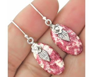 Natural Pink Thulite - Norway Earrings SDE65047 E-1137, 12x20 mm