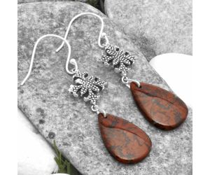 Natural Red Brecciated Jasper Earrings SDE65227 E-1235, 13x21 mm