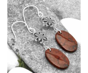 Natural Red Brecciated Jasper Earrings SDE65245 E-1235, 13x20 mm