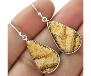 Natural Picture Jasper Earrings SDE65926 E-1001, 14x23 mm