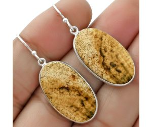 Natural Picture Jasper Earrings SDE65934 E-1001, 14x24 mm