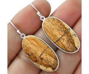 Natural Picture Jasper Earrings SDE65944 E-1001, 14x37 mm