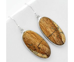 Natural Picture Jasper Earrings SDE65944 E-1001, 14x37 mm