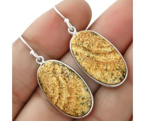 Natural Picture Jasper Earrings SDE66016 E-1001, 14x24 mm