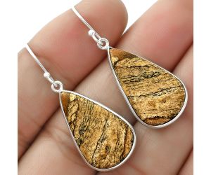 Natural Picture Jasper Earrings SDE66024 E-1001, 14x24 mm