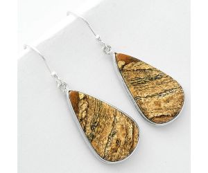 Natural Picture Jasper Earrings SDE66024 E-1001, 14x24 mm