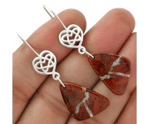 Celtic - Natural Red Moss Agate Earrings SDE66241 E-1213, 15x22 mm