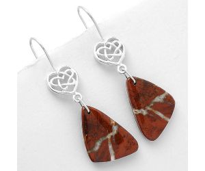 Celtic - Natural Red Moss Agate Earrings SDE66241 E-1213, 15x22 mm