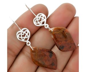 Celtic - Natural Red Moss Agate Earrings SDE66258 E-1213, 14x26 mm