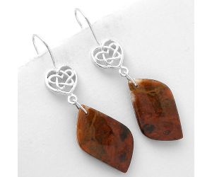 Celtic - Natural Red Moss Agate Earrings SDE66258 E-1213, 14x26 mm