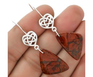 Celtic - Natural Red Moss Agate Earrings SDE66273 E-1213, 16x24 mm