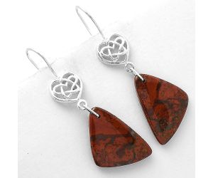 Celtic - Natural Red Moss Agate Earrings SDE66273 E-1213, 16x24 mm