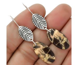 Natural Coffee Zebra Jasper Earrings SDE66328 E-1203, 11x21 mm