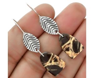 Natural Coffee Zebra Jasper Earrings SDE66340 E-1203, 11x17 mm