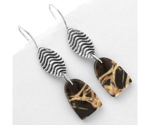 Natural Coffee Zebra Jasper Earrings SDE66340 E-1203, 11x17 mm