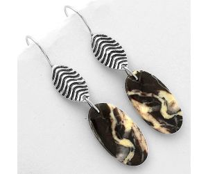 Natural Coffee Zebra Jasper Earrings SDE66362 E-1203, 12x24 mm