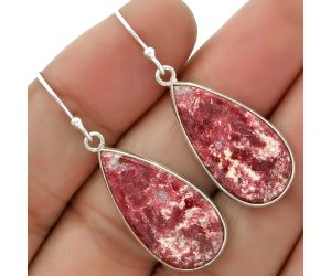 Natural Pink Thulite - Norway Earrings SDE66383 E-1001, 13x25 mm