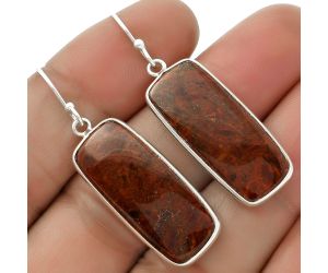 Natural Red Moss Agate Earrings SDE66417 E-1001, 12x27 mm