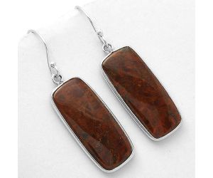 Natural Red Moss Agate Earrings SDE66417 E-1001, 12x27 mm