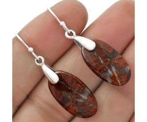 Natural Red Moss Agate Earrings SDE66426 E-1214, 11x21 mm