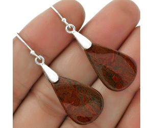 Natural Red Moss Agate Earrings SDE66435 E-1214, 15x25 mm